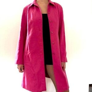 Loft Ann Taylor Pink 90s Wool Blend Trench Coat